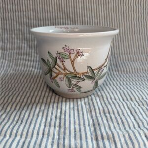 Vintage Chinese Floral Ceramic Pot with Green and Pink Accents